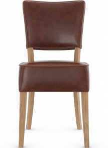 Genova Oak Dining Chair Antique Brown Bonded Leather 