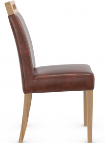 Modena Oak Dining Chair Antique Brown Bonded Leather